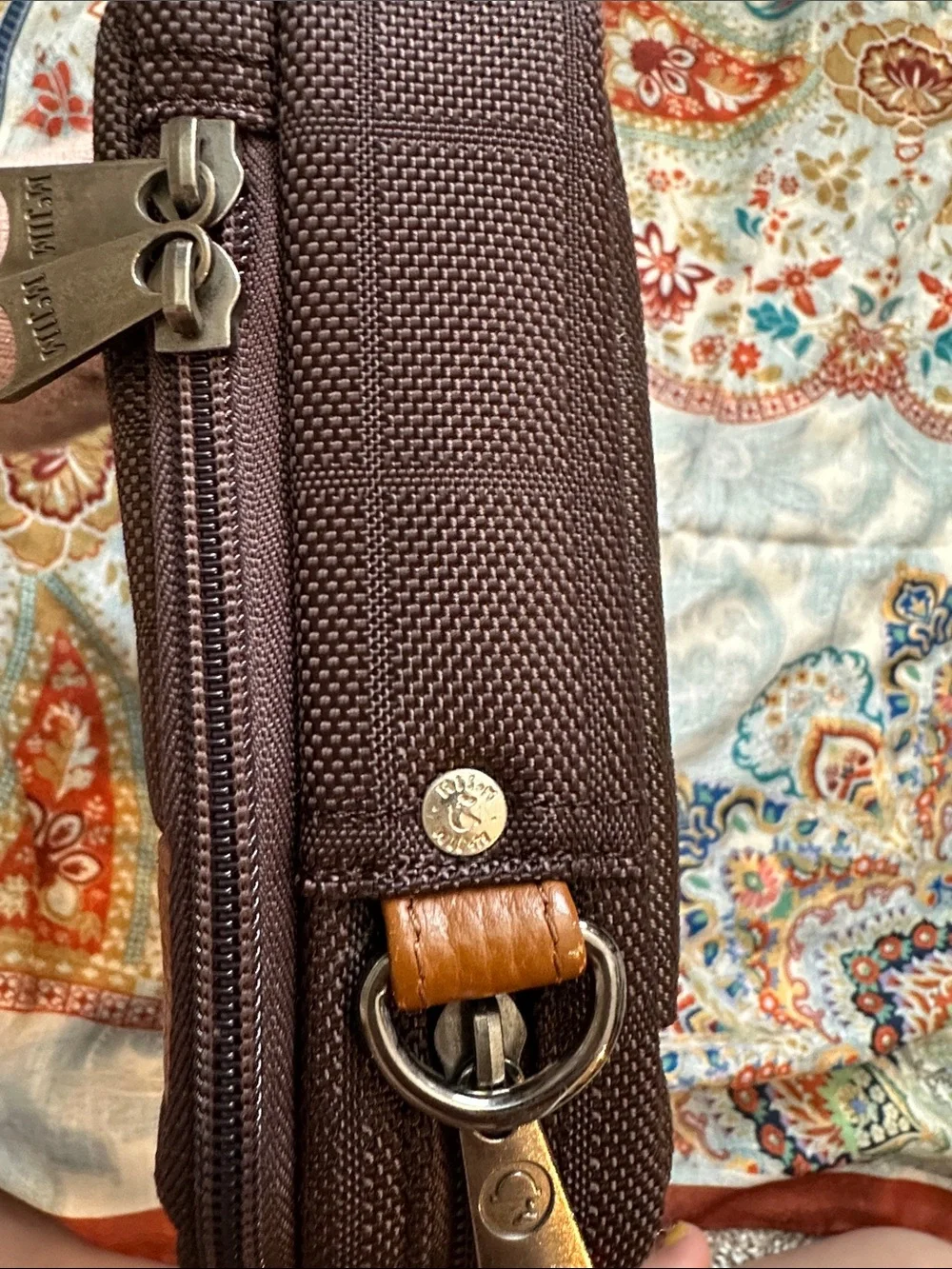 Men's Dark Brown Messenger Pouch with Tan Accent